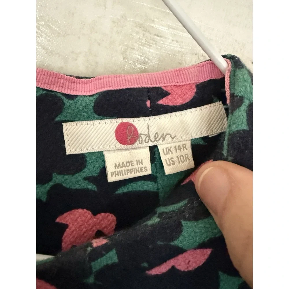 Boden Louise Textured Forest Bloom Midi‎ Sheath Dress Pockets Size 10 Green Pink - Picture 5 of 13